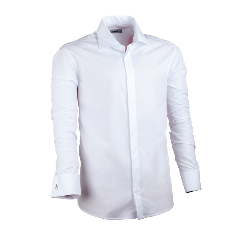 Nadměrná košile manžetový knoflík bílá Assante 31012, Barva bílá