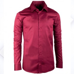 Extra prodloužená košile slim fit vínově červená Assante 20314