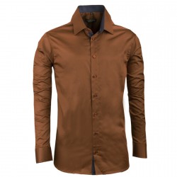 Bronzová pánská košile slim 100% bavlna Assante 30285
