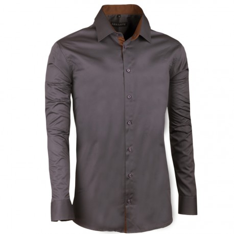 Extra prodloužená pánská košile slim tmavě šedá Assante 20117